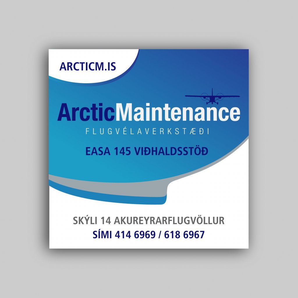 Skilti á flugskýli fyrir Arctic Maintenance - flugvélaverkstæði