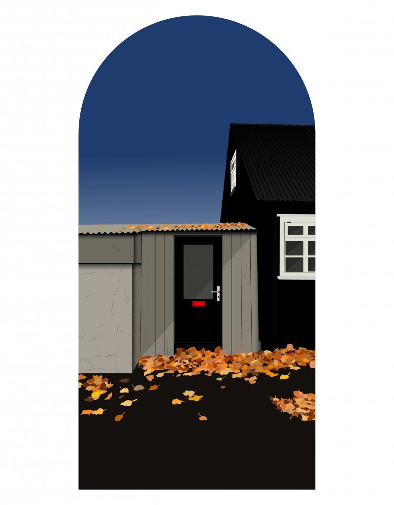 Teikning - hús í innbæ Akureyrar